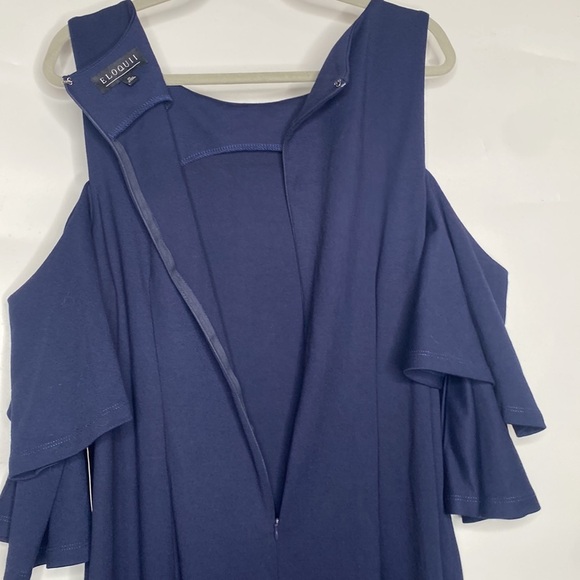 Eloquii Women's Blue Cold Shoulder Formal Flowy Midi Dress Stretch size 20 - Picture 9 of 12
